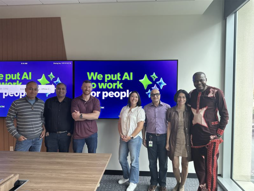 Miku Jha and her teammates pose for a photo in the company’s Bay Area office